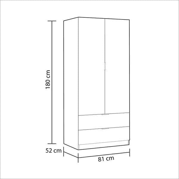 Cairo Artic White Compact 2 Door 2 Drawer Space Saving Wardrobe LCX222O