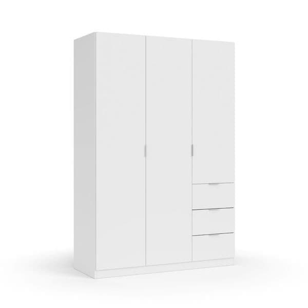 Artic White Compact 3-Door 3-Drawer Space-Saving 135cm Wardrobe LCX353O