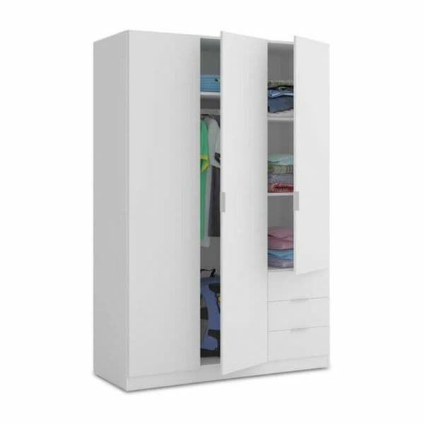 Cairo Artic White Compact 3 Door 3 Drawer Space Saving Wardrobe LCX323O 3202