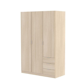 Amos Mann Oak Effect Compact 3 Door 3 Drawer Space-Saving Wardrobe LCX323R
