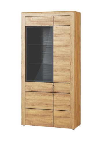 Amos Mann Large Oak Effect 2 Door Display Cabinet K12