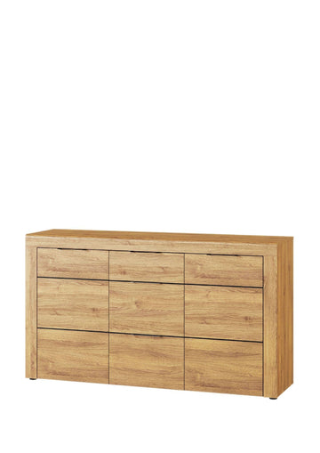 Amos Mann Large Oak Effect 3 Drawer Sideboard K45
