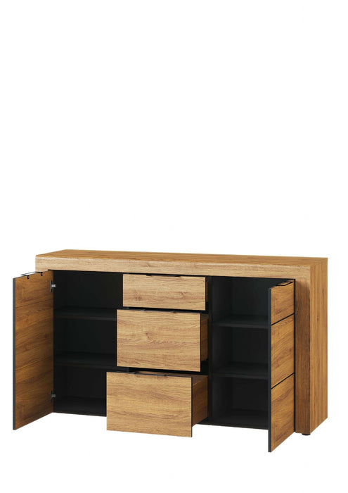 Camar Large Oak Effect 3 Drawer Sideboard K45