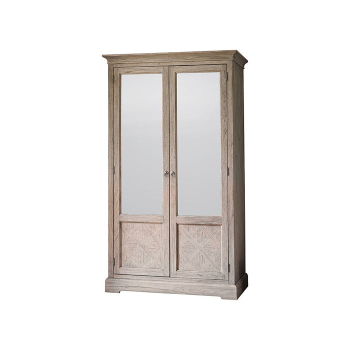 Camille French Style Weathered Double Mirrored Wardrobe
