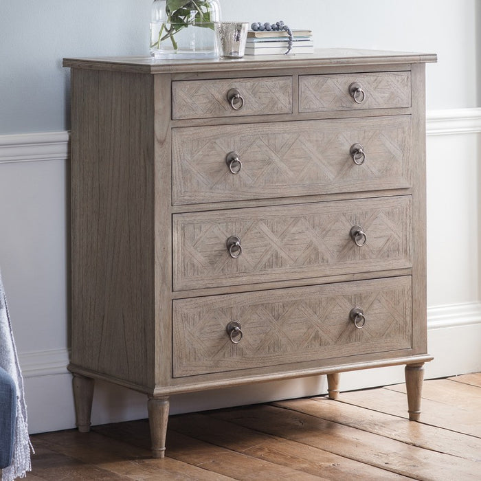 Camille French Style Weathered 5 Drawer Chest