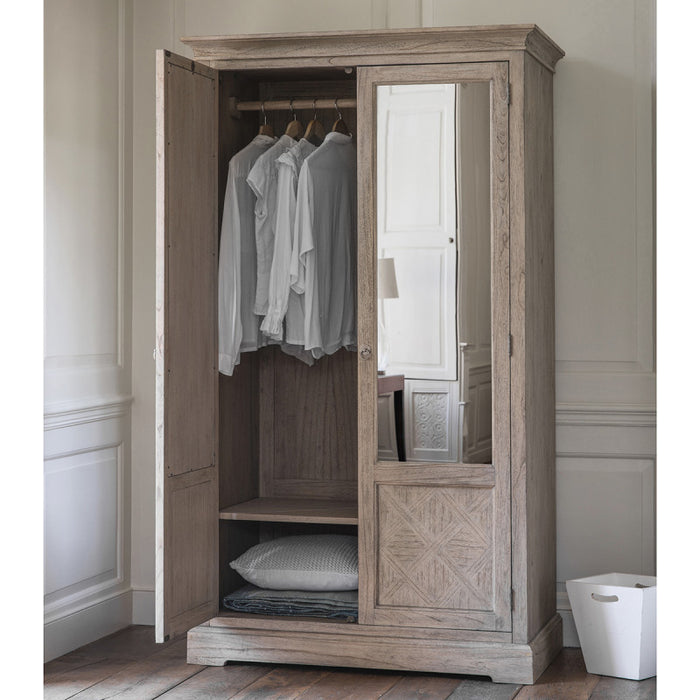 Camille French Style Weathered Double Mirrored Wardrobe