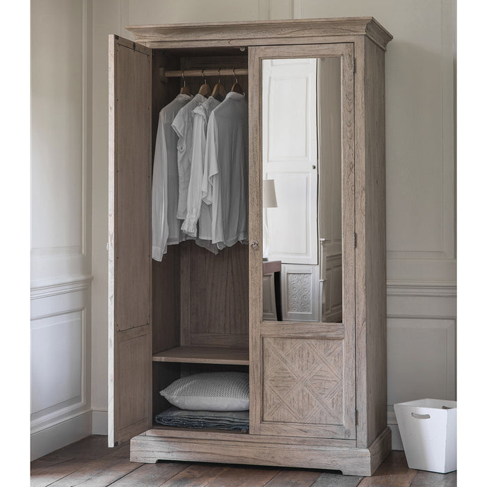Camille French Style Weathered Double Mirrored Wardrobe
