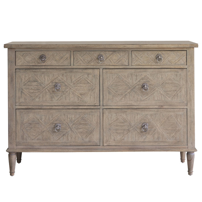 Camille French Style Weathered 7 Drawer Chest