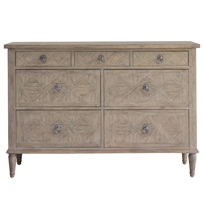 Camille French Style Weathered 7 Drawer Chest