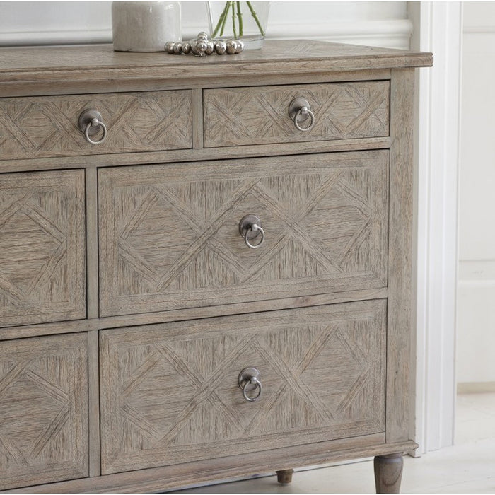 Camille French Style Weathered 7 Drawer Chest
