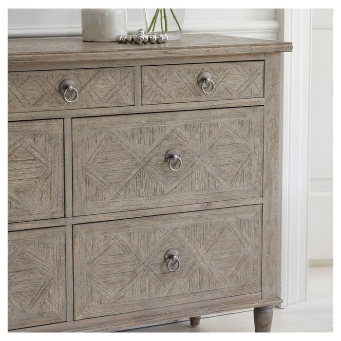 Camille French Style Weathered 7 Drawer Chest