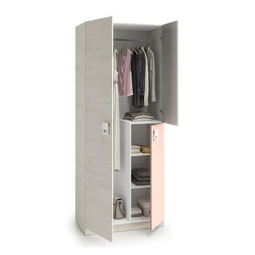 Amos Mann Grey And Pink 3 Door Slim Narrow Wardrobe