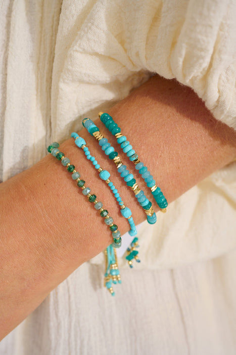 Carmine Gold, Turquoise Howlite & Jade Bracelet