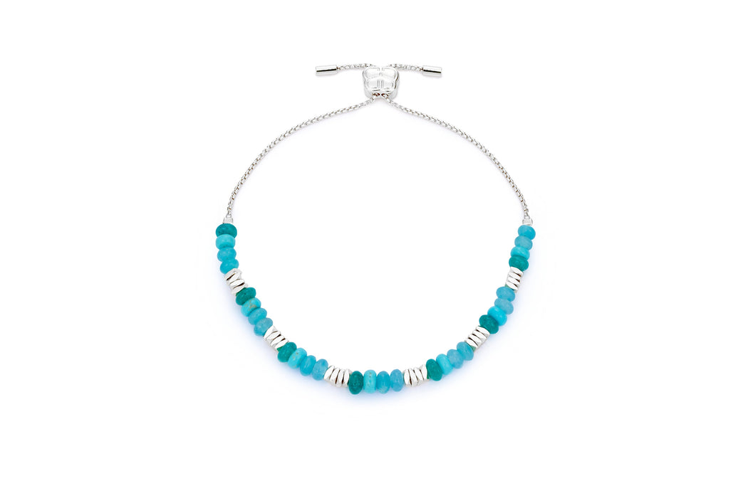 Carmine Silver, Turquoise Howlite & Jade Bracelet
