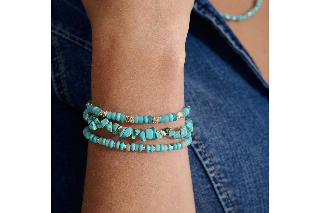 Carmine Silver, Turquoise Howlite & Jade Bracelet