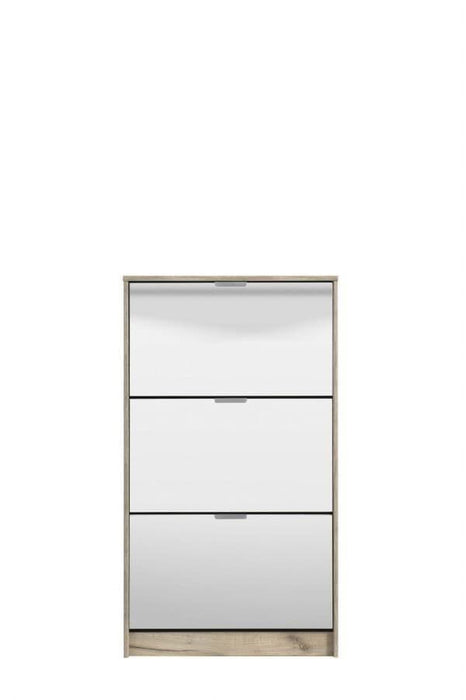 Carrera Mirrored and Oak Effect 3 Drawer Shoe Cabinet 11008519