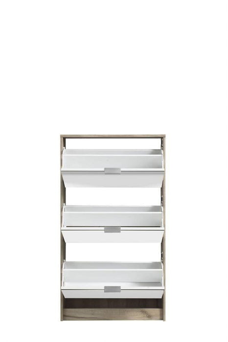 Carrera Mirrored and Oak Effect 3 Drawer Shoe Cabinet 11008519