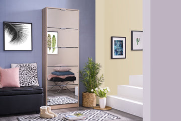 Amos Mann Mirrored and Oak Effect Tall 5 Drawer Shoe Cabinet 11008552