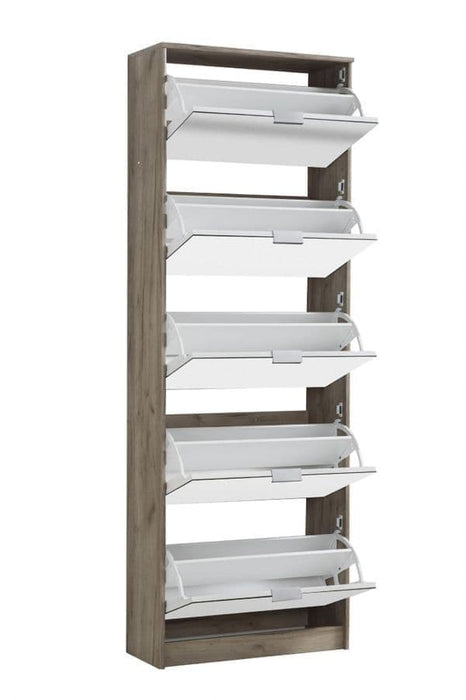 Mirrored and Oak Effect Tall 5-Drawer Shoe Cabinet 11008552