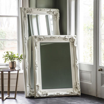 Carved Louis Leaner Mirror Cream