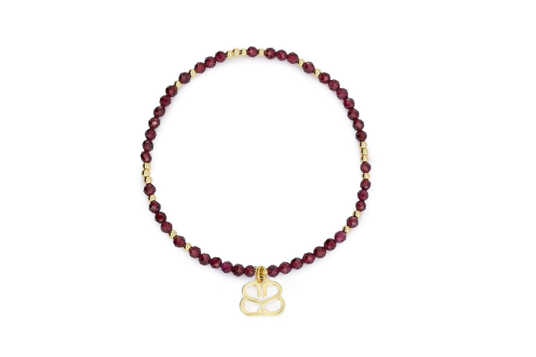 Cassia Gold & Garnet Stretch Gemstone Bracelet