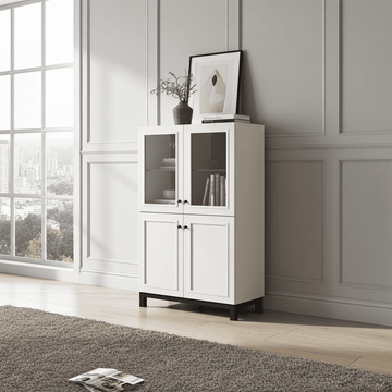 Amos Mann Cashmere Taupe Panelled Low Showcase Display Cabinet