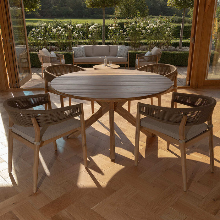 Porto Rope Weave 4 Seat Round Dining Set