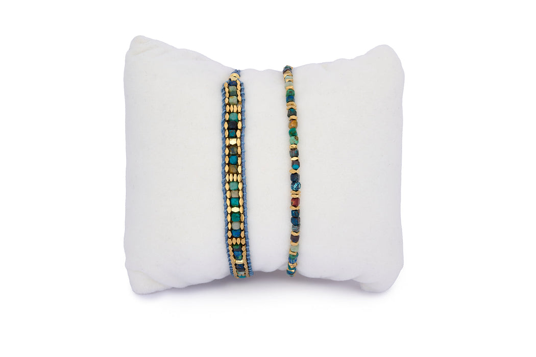 Celeste Azurite & Gold Bracelet Stack