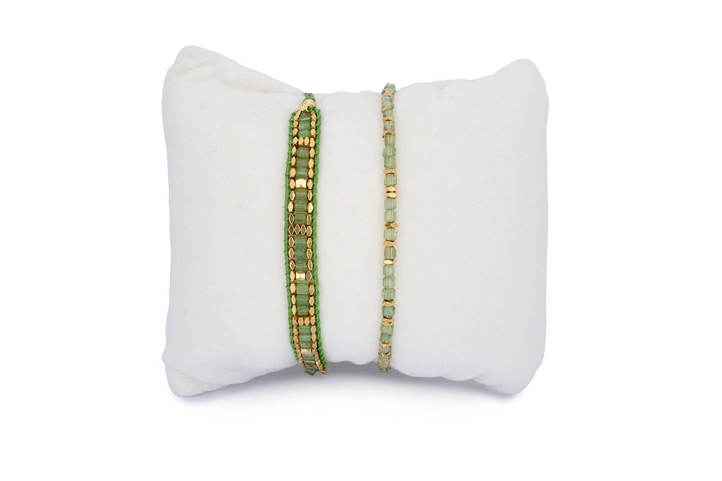 Celeste Green Apatite Gold Bracelet Stack