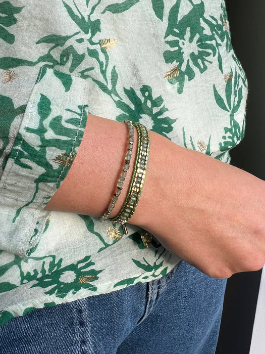 Celeste Green Apatite Gold Bracelet Stack