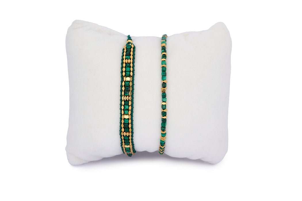Celeste Malachite & Gold Bracelet Stack