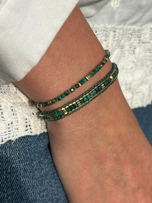 Celeste Malachite & Gold Bracelet Stack