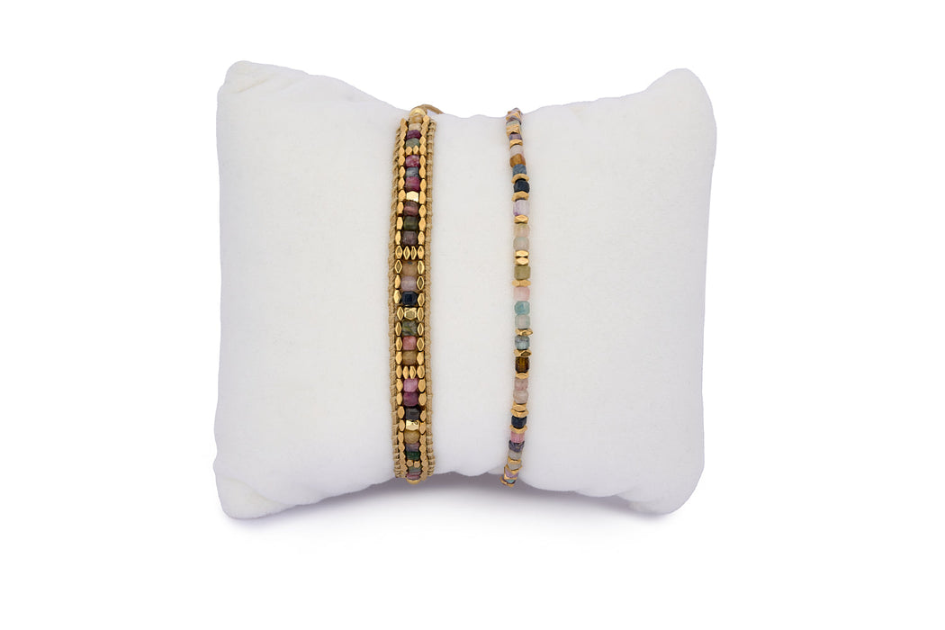 Celeste Tourmaline & Gold Stacking Bracelet