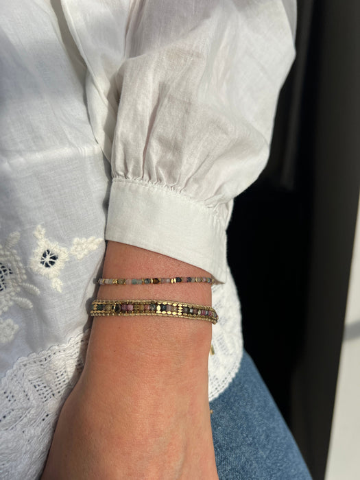 Celeste Tourmaline & Gold Stacking Bracelet