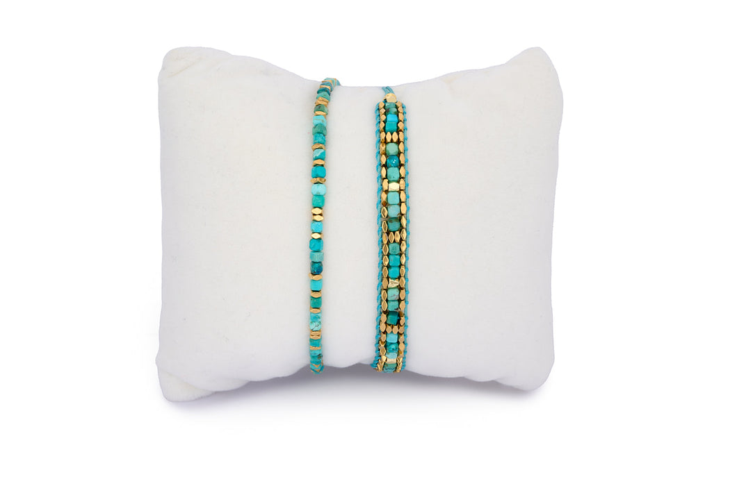 Celeste Turquoise Howlite & Gold Stacking Bracelet