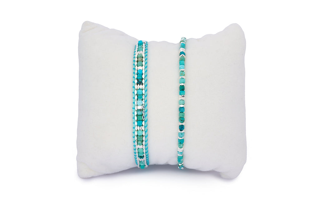 Celeste Turquoise Howlite & Silver Bracelet Stack