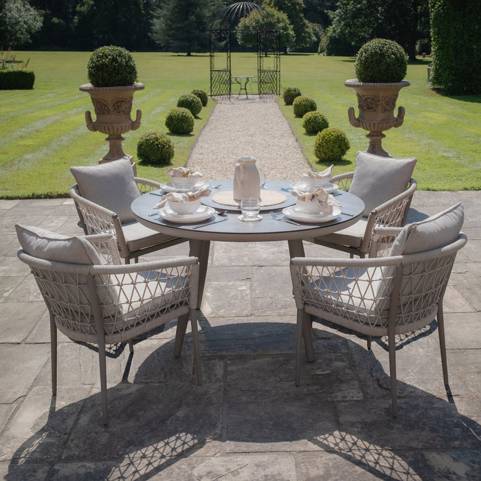 Monaco Rope Weave 4 Seat Round Dining Set