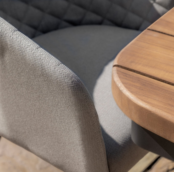 Jakarta Teak Oval Dining Table with 6 Ambition Oatmeal Dining Chairs