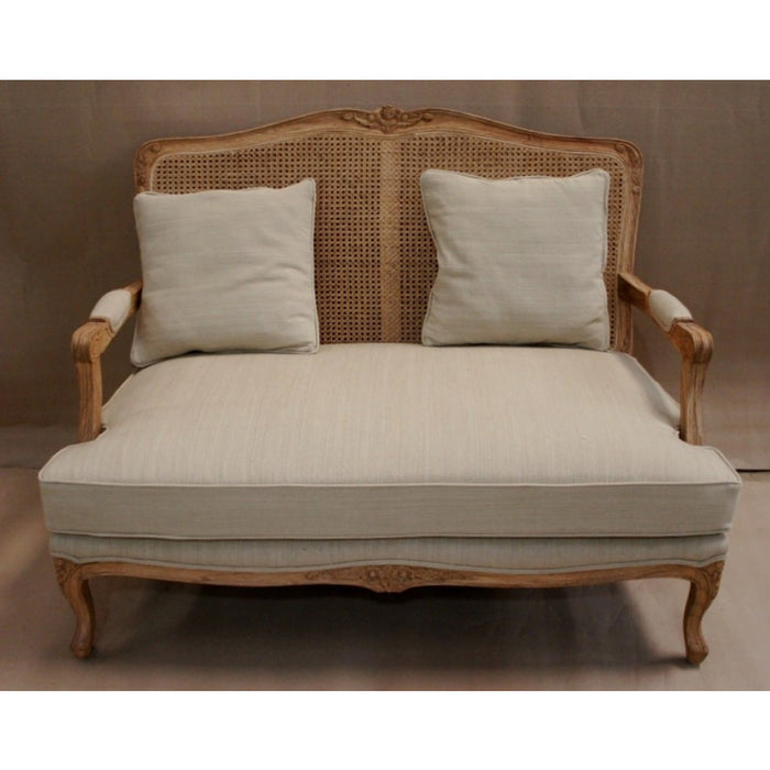 Louis French 2 Seater Sofa with Rattan Back