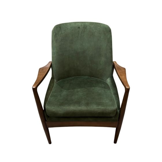 Acre & Artisan Green Velvet Oak Wood Armchair