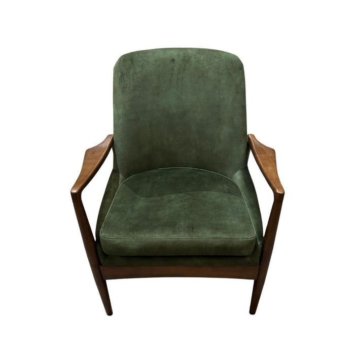 Green Velvet Oak Wood Armchair - Three Available