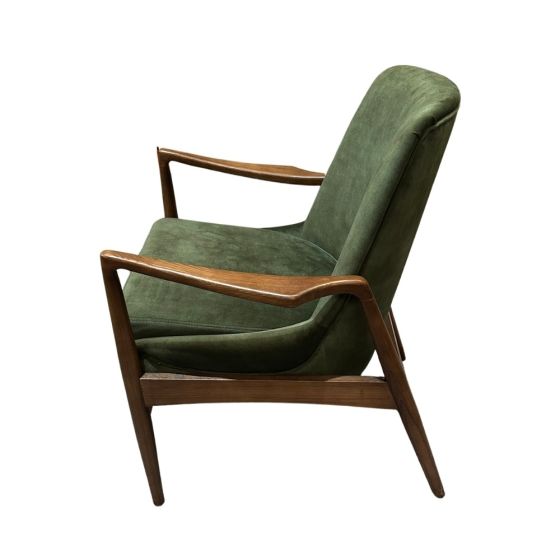 Acre & Artisan Green Velvet Oak Wood Armchair