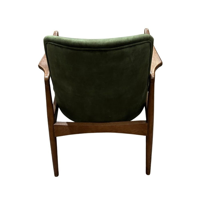 Green Velvet Oak Wood Armchair - Three Available