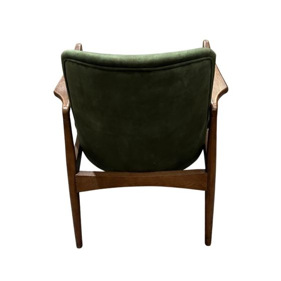 Acre & Artisan Green Velvet Oak Wood Armchair