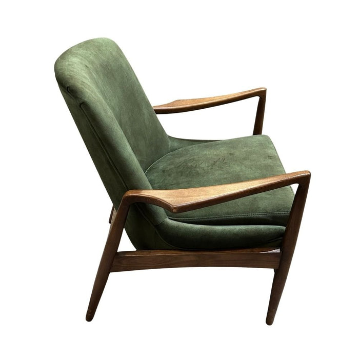 Green Velvet Oak Wood Armchair - Three Available