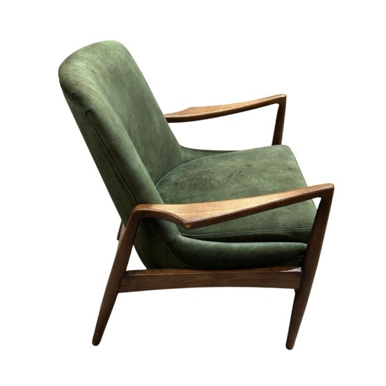 Acre & Artisan Green Velvet Oak Wood Armchair