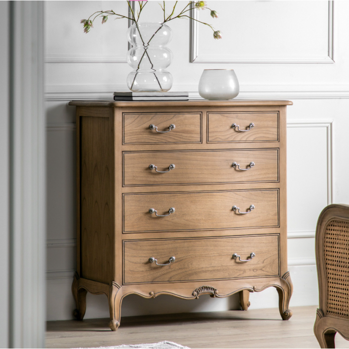 Charlotte Weathered French Inspired 5 Drawer Chest