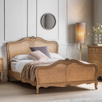 Charlotte Weathered French Inspired Rattan Bed