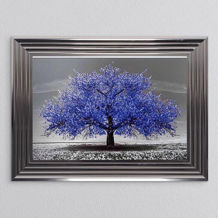Navy Cherry Tree Framed Art - In Stock