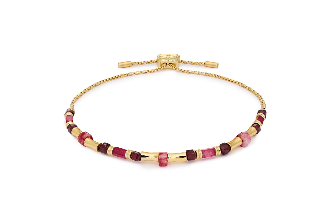 Chiara Gold & Garnet Bead Slider Bracelet